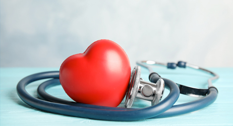 Stethoscope wrapped around a heart